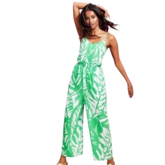 LILLY PULITZER for TARGET Green and White Jumpsuit Romper w/ side pockets - Picture 3 of 11